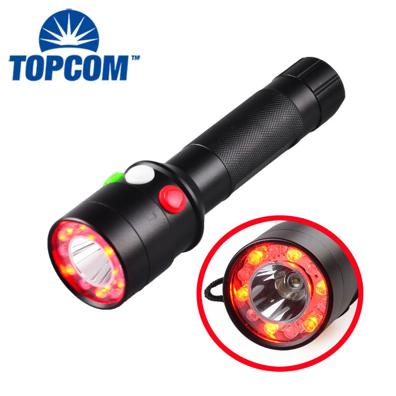 High Power Long Range Rechargeable Emergency Torch Light White Red Green Signal Flashlight