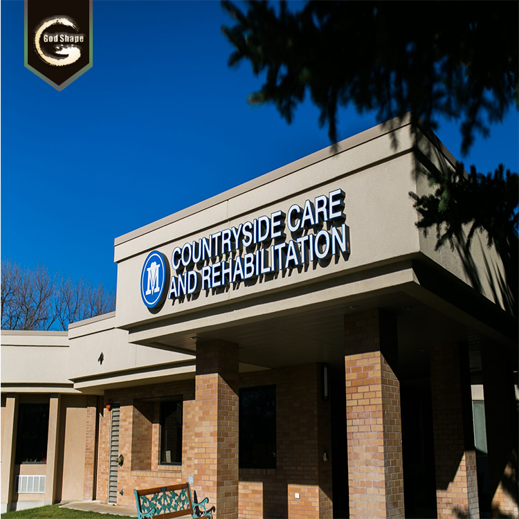 illuminated 3D pylon sign free standing directional signage hospital