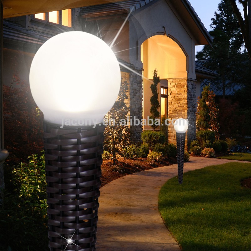 Solar wicker Pillar post garden light Rattan(JL-8621)