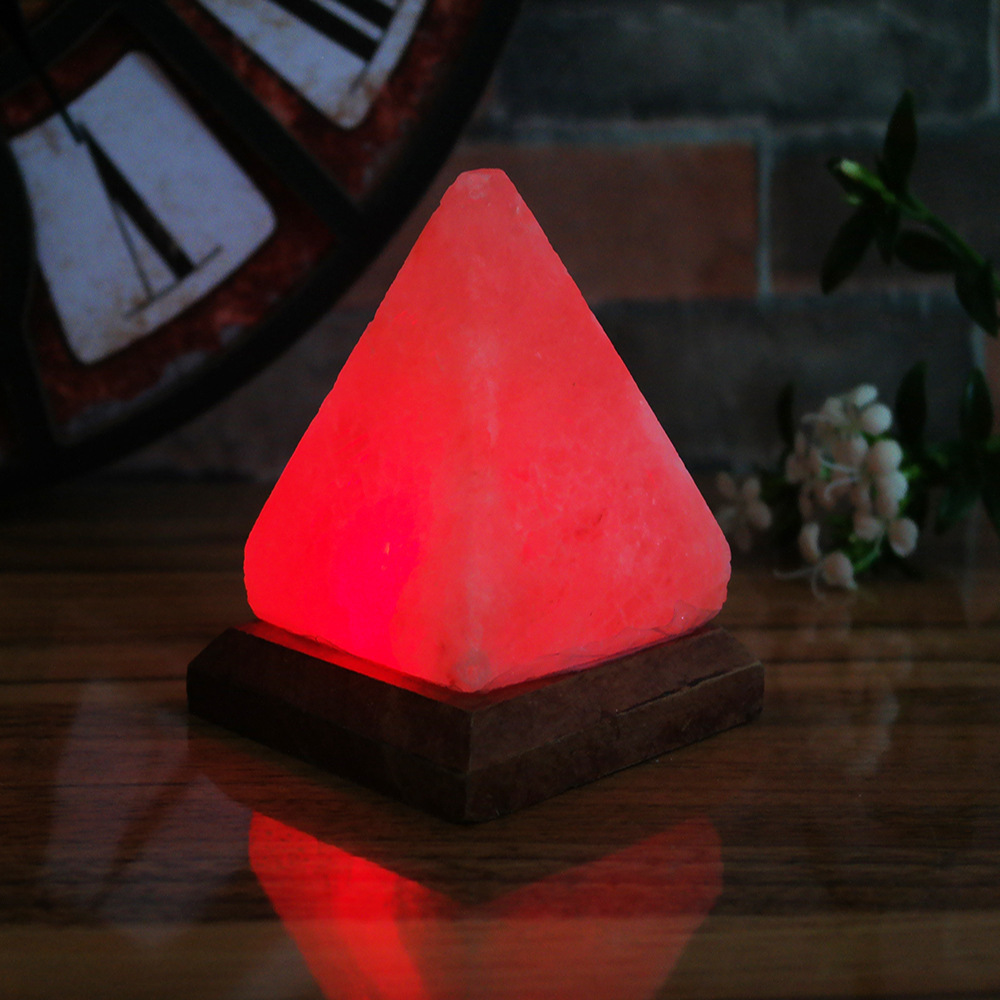 Hot Sale Natural Crafts Triangle Himalayan Salt Lamp USB Colorful LED Decoration Stone Lamp