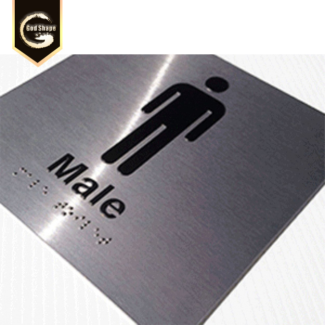 Hot Selling Factory ADA Braille Sign Door Plate Stainless Steel Restroom Toilet Sign Door Office Sign