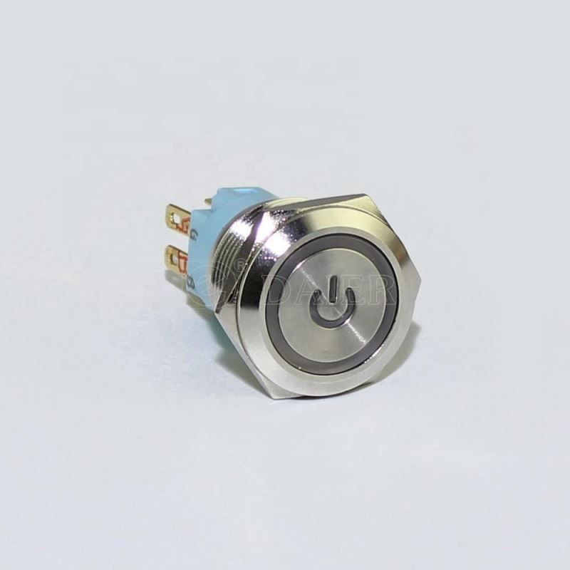 19mm Power Ring Lighted 5 Pin IP67 Waterproof E-stop Push Button