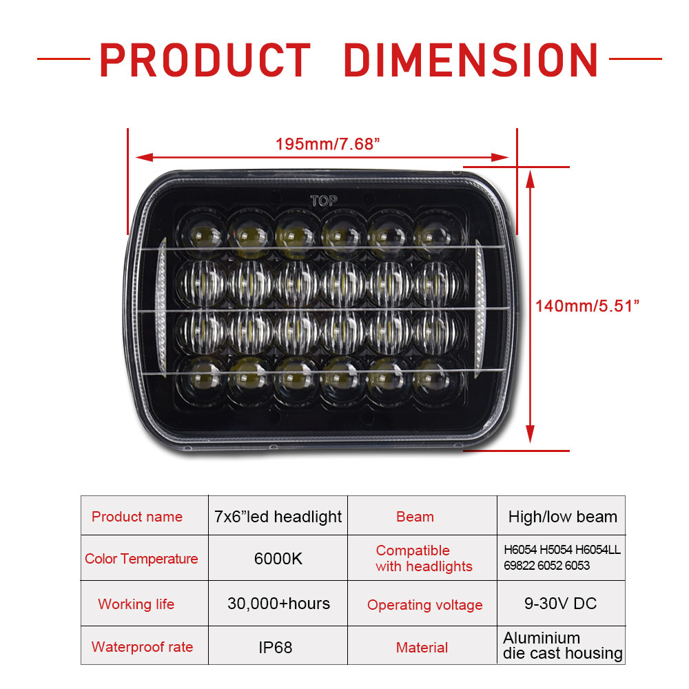 Wholesale High Quality 105W  7 truck light 7 inch square 5x7 7x6 led headlight Waterproof