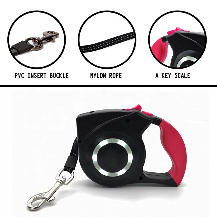 New Style LED Wholesale Custom Private Label Pet Rope Nylon Material Heavy Duty Automatic Retractable Lead Leash for Dog