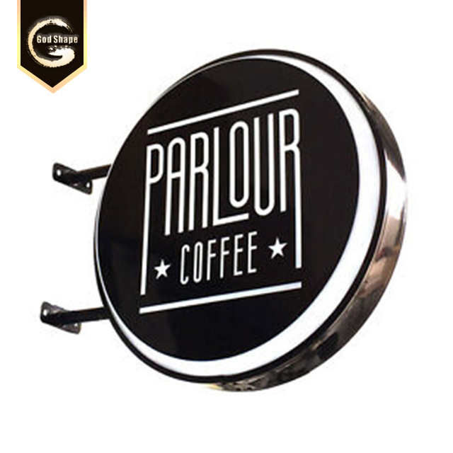 Advertising High Quality Bar Beer Food Acrylic Street Wall Mounted  Double Sided Round Light Boxes Led Light Box