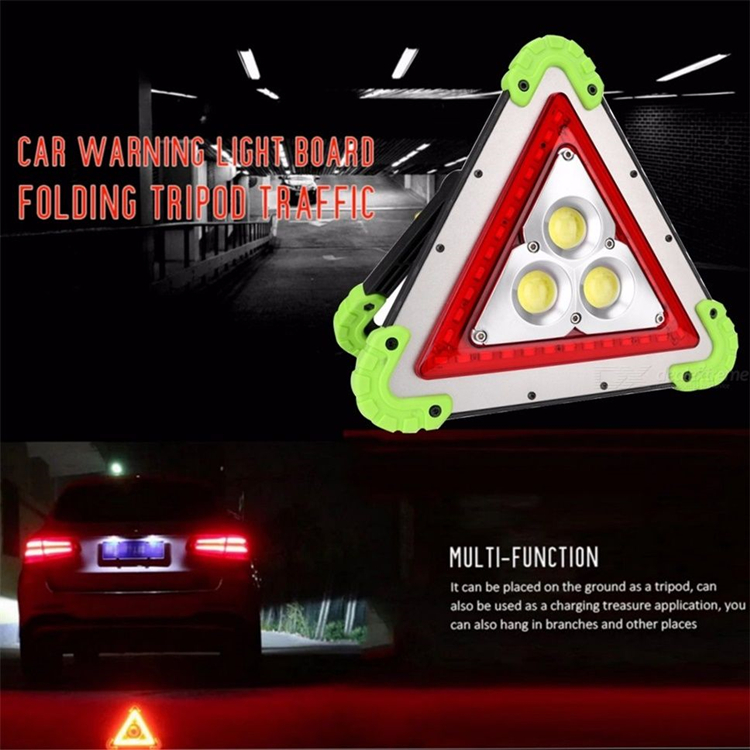 Solar road flare led safety flare 3COB+30LED triangle warning light emergency safe warning light with hook