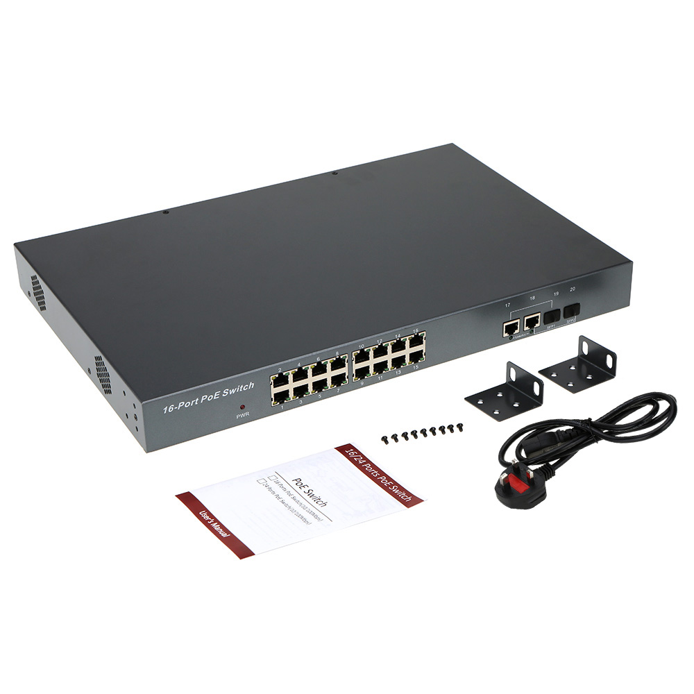 4+16 ports POE Switch with 16 POE ports power to ip camera ethernet gigabit switch,wireless ap,ip phone