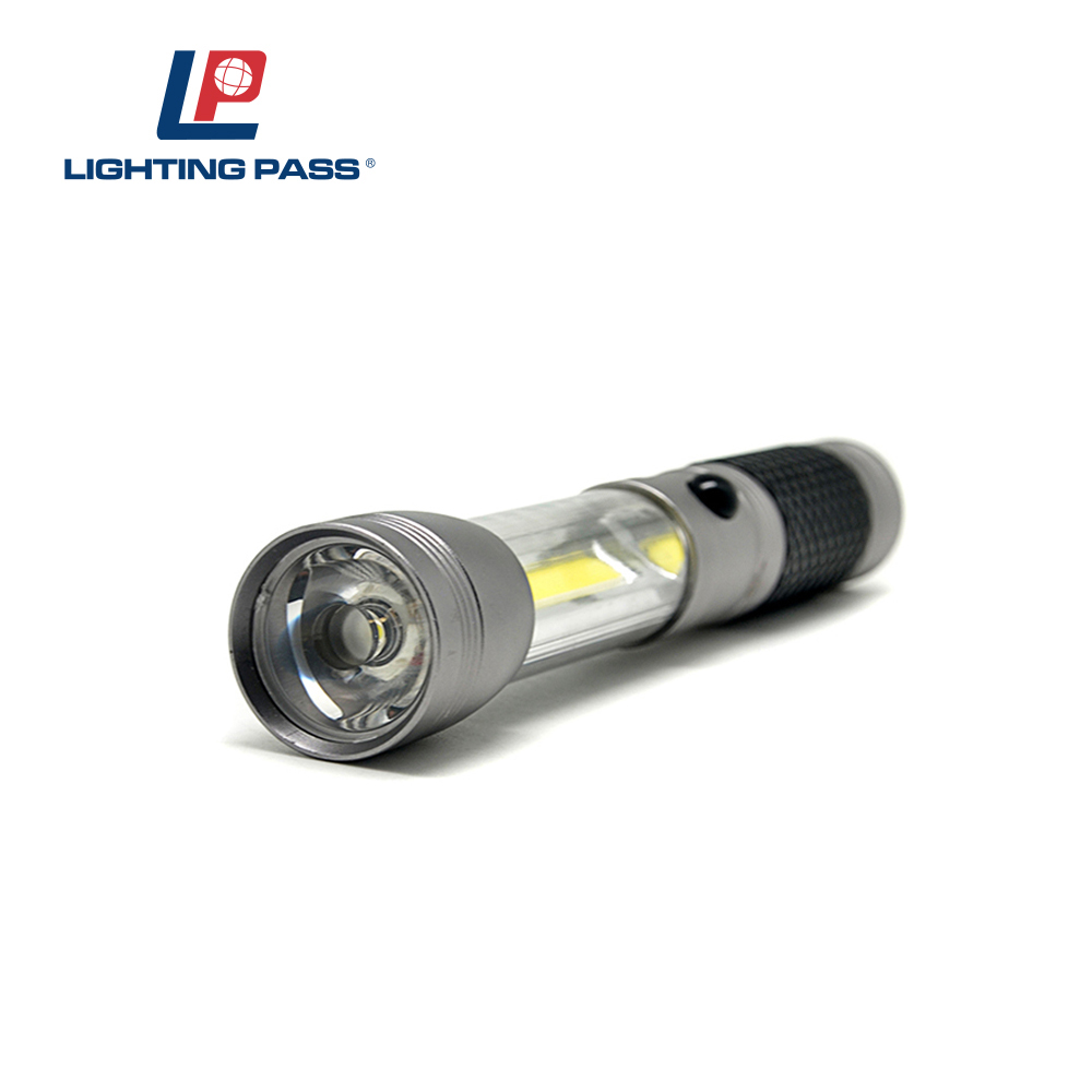 300 Lumen 3W+3W COB Aluminium Flashlight with magnetic base and rubber handle