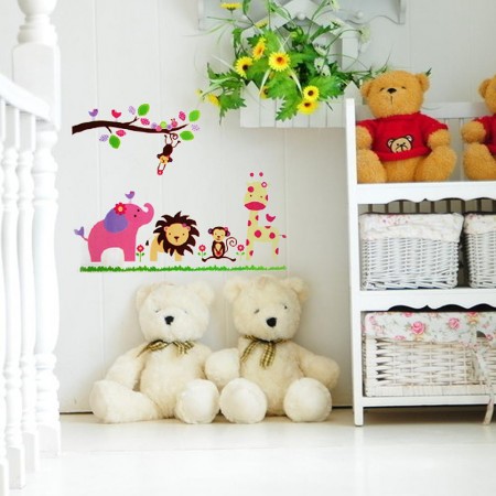 Elephant Lion Jungle Animal Home Room Art Mural Wall Sticker Decal Removable