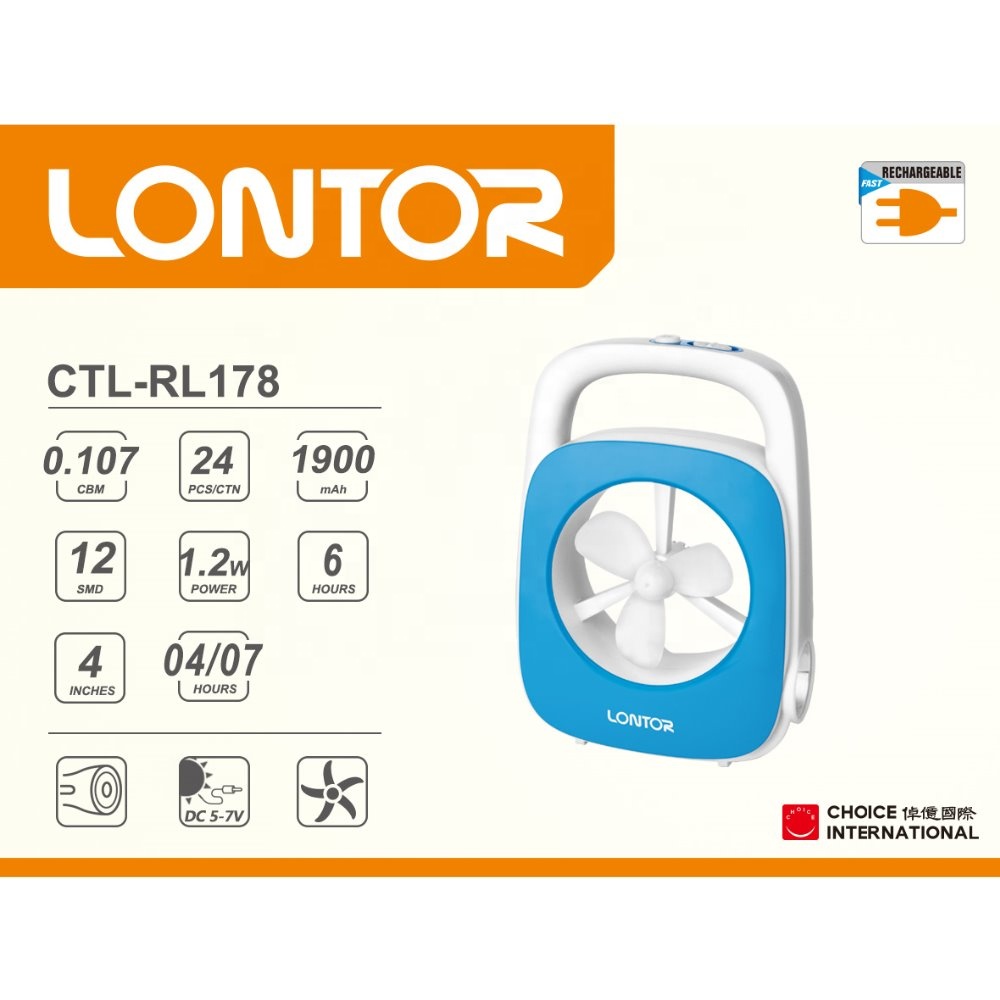 LONTOR rechargeable  reading lamp with the fan  CTL-RL178