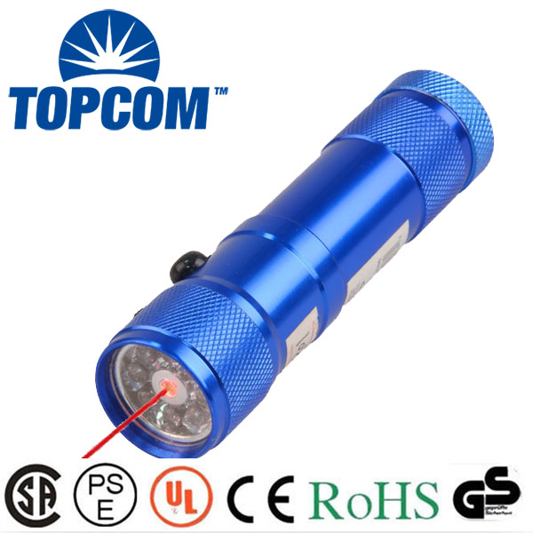 8 LED White Lighting +1 Red Beam Laser Flashlight