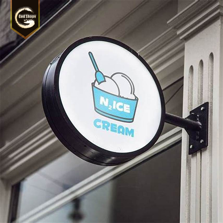 Outdoor Display Wall Mounted Acrylic Face Panel Round Light Box