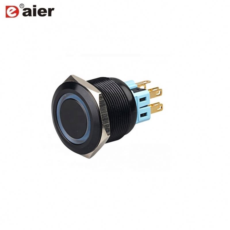 6Pin Momentary Flat Button Ring Illuminated Waterproof Metal 25 Metal Push Button Switch
