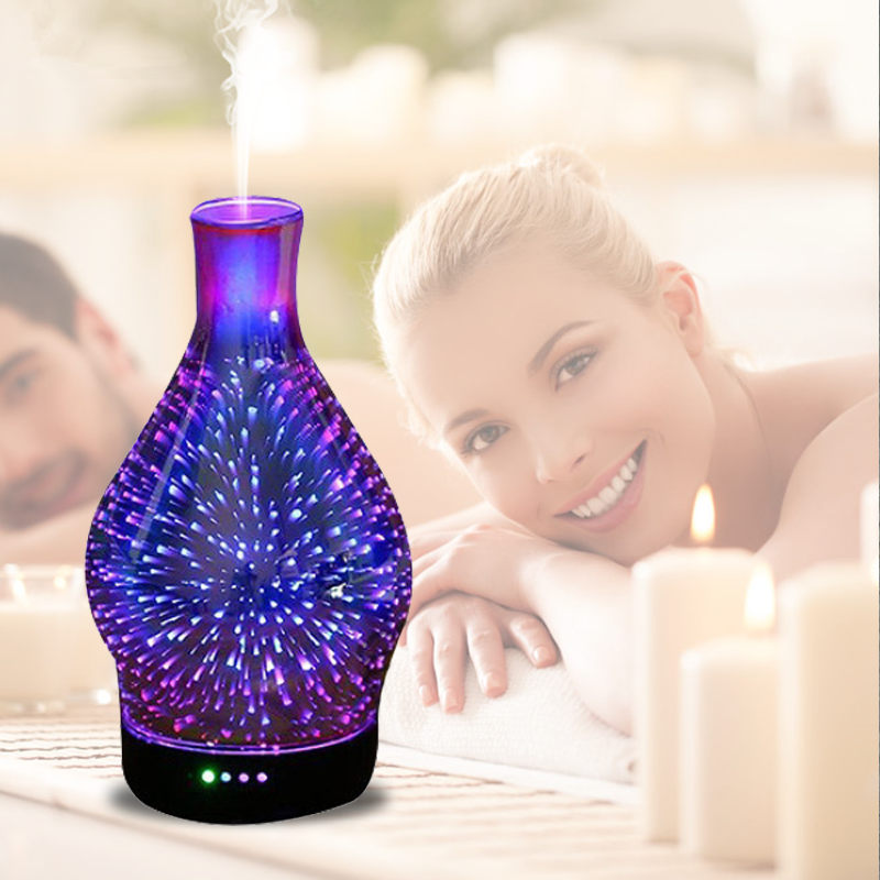 Purple 3D Glass Diffuser Aroma Essential, China Factory Directly Cheap Aroma Diffuser, Aroma Diffuser OEM