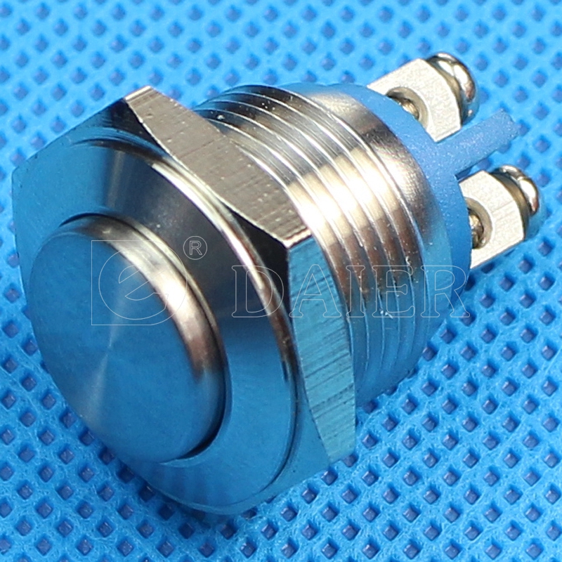 16mm Momentary High Button 2  Pin Waterproof Metal Switch