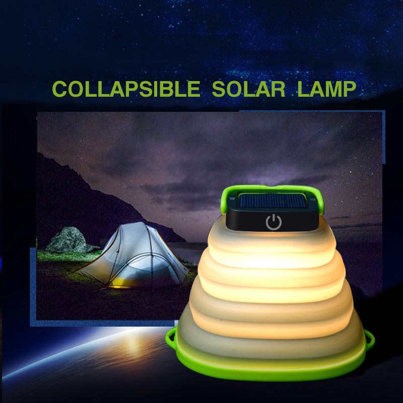 Portable Rechargeable Collapsible Emergency Light Solar Panel Powered Camping Lantern