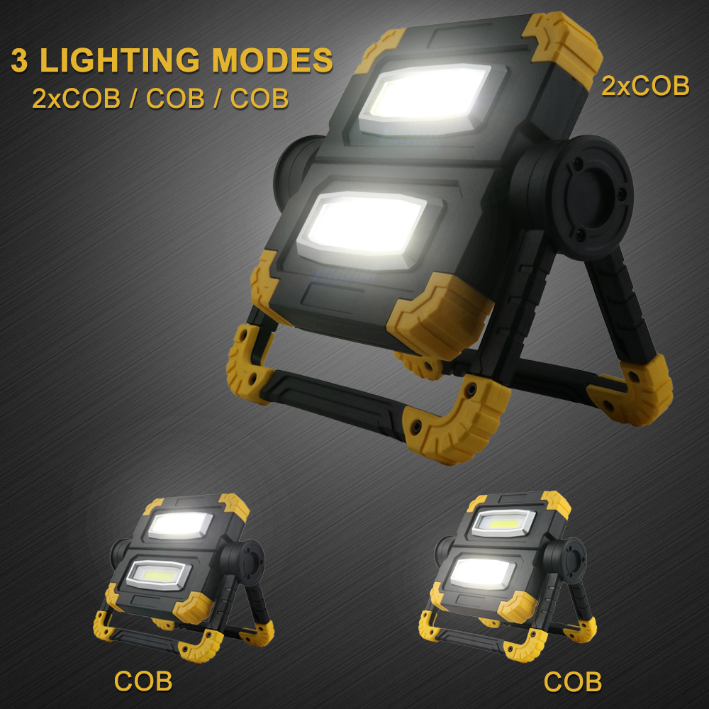 20W 750LM Waterproof Battery Powered Folding LED Work Light for Outdoor