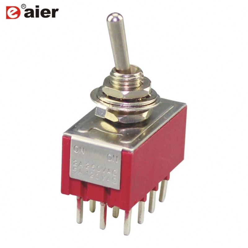 MTS-4 6MM 4PDT Latching Miniature Toggle Switch ON OFF ON 12Pin