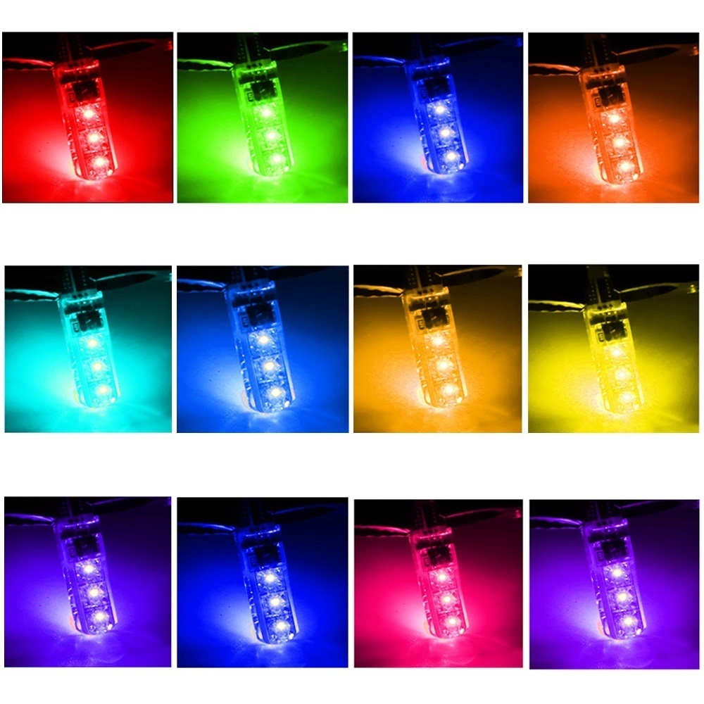 T10 5050 6smd silicone with Remote Controller  LED Bulb Wireless t10 rgb 16-Colors change t10 rgb led car light