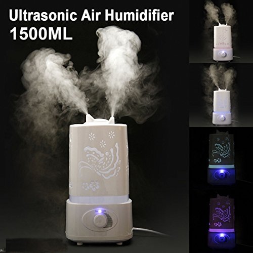 Hidly Carving Design 1500ML Ultrasonic Humidifier Aroma Diffuser with LED Night Light and Two Nozzles for  Aromatherapy, Spa