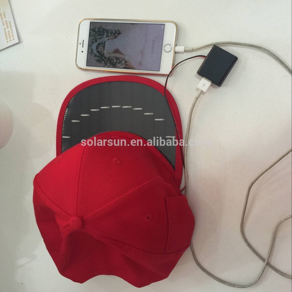 2017 New Products Solar hat, mobile phone charger