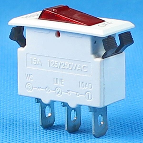 Black 15A Plastic Rocker Switch 12V Circuit Breaker With Light