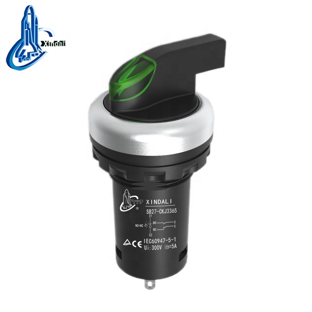 xindali new type IP67 waterproof 3 positionelectric long handled selector push button switch SB27-CKJ3365