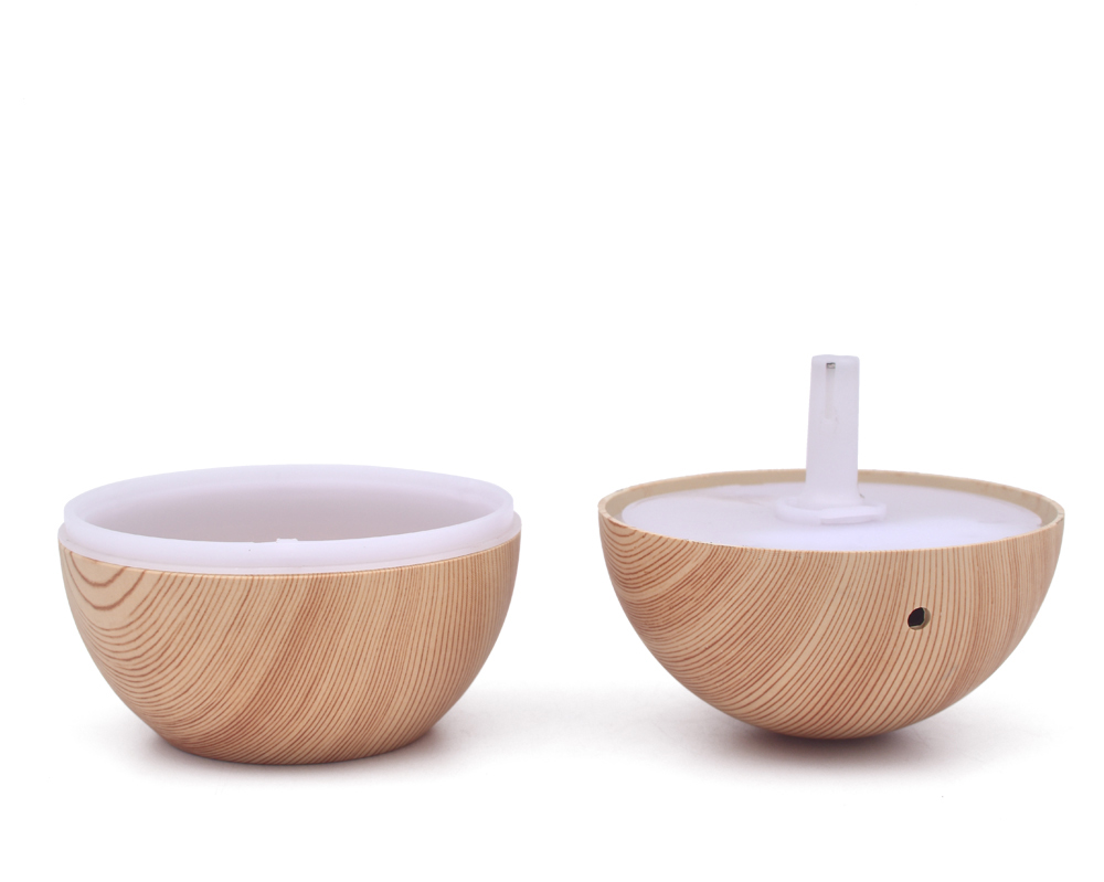 2018 New Idea Round Ball Design Wood Grain Mini USB Ultrasonic Aromatherapy Air Humidifier with pallet