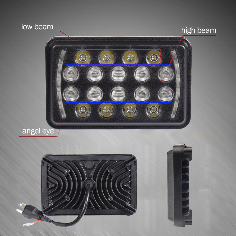 2019 New Pair 95W Ultra-thin 4X6/3x5  Inch Hi/Low Rectangular Replacement LED Headlight With DRL