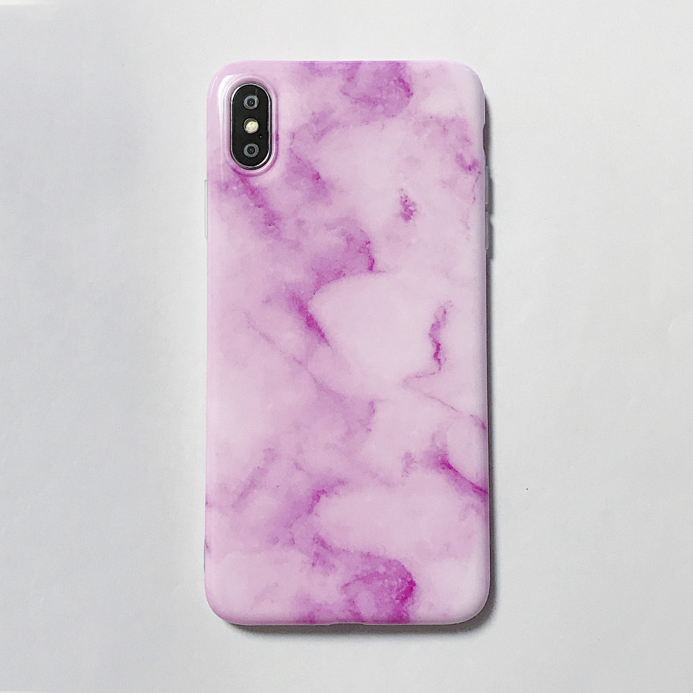 Elegant White Blue Pink Marble Phone Cases for iPhone 8 Plus Xr , for iPhone X Soft TPU Covers Granite