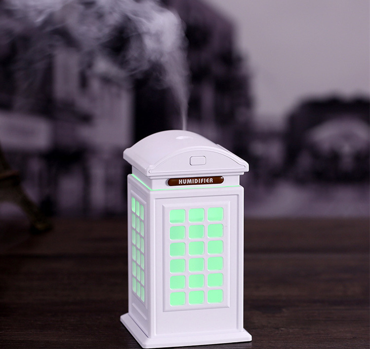 Creative Phone Booth Humidifier Mini USB Air Humidifier Colorful Night Light Mute Home Large Capacity Humidification