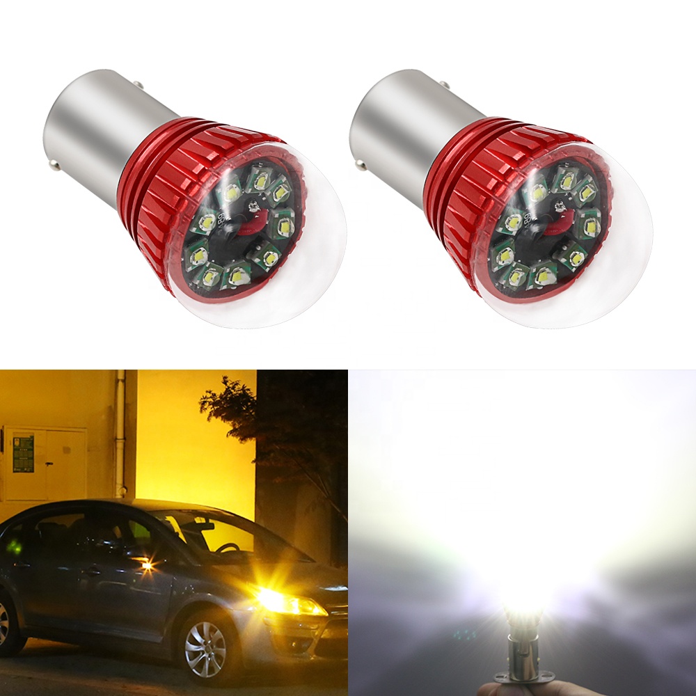 Red Car 12V/24V Led Smd Ba15S 9Pcs Xpe 12Vdc Drl Turn Signal Light