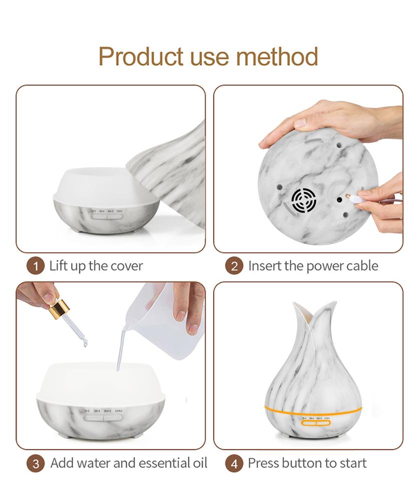 400ml Marble Grain Ultrasonic Essential Oil Diffuser Famous Aroma Diffuser Supplier from China