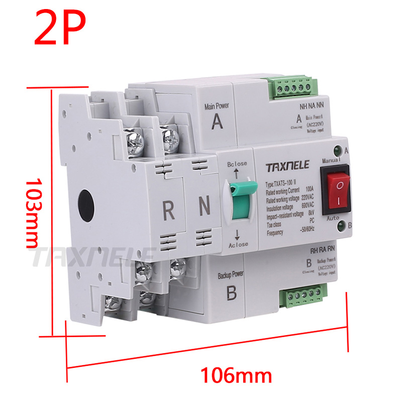 MCB type Dual Power Automatic transfer switch 2P 100A ATS Circuit Breaker Electrical Switch