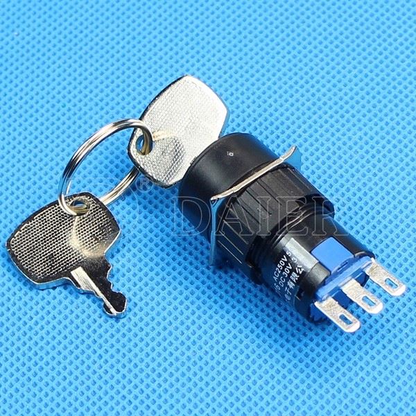 16mm Key 220v 1P2T Push Button Switch