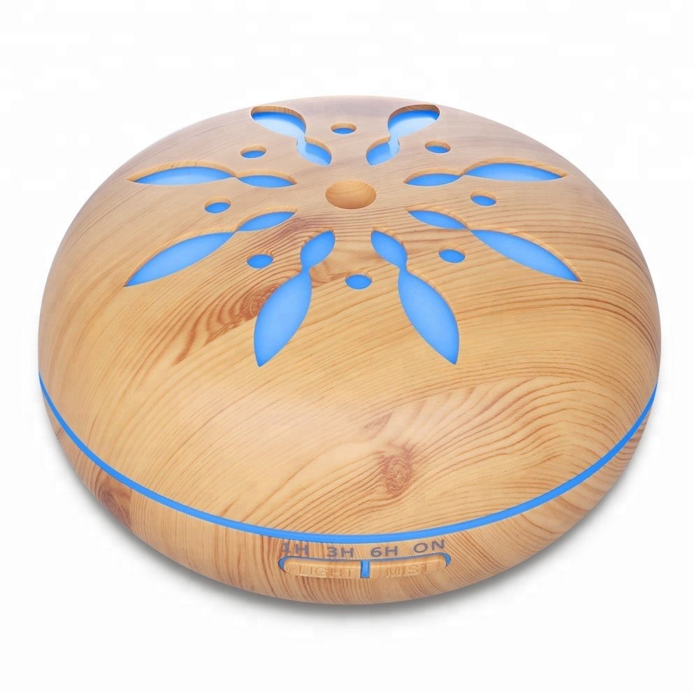 550ML Essential Oil Aroma Diffuser, Wood Grain Aromatherapy Humidifier with LED Lights