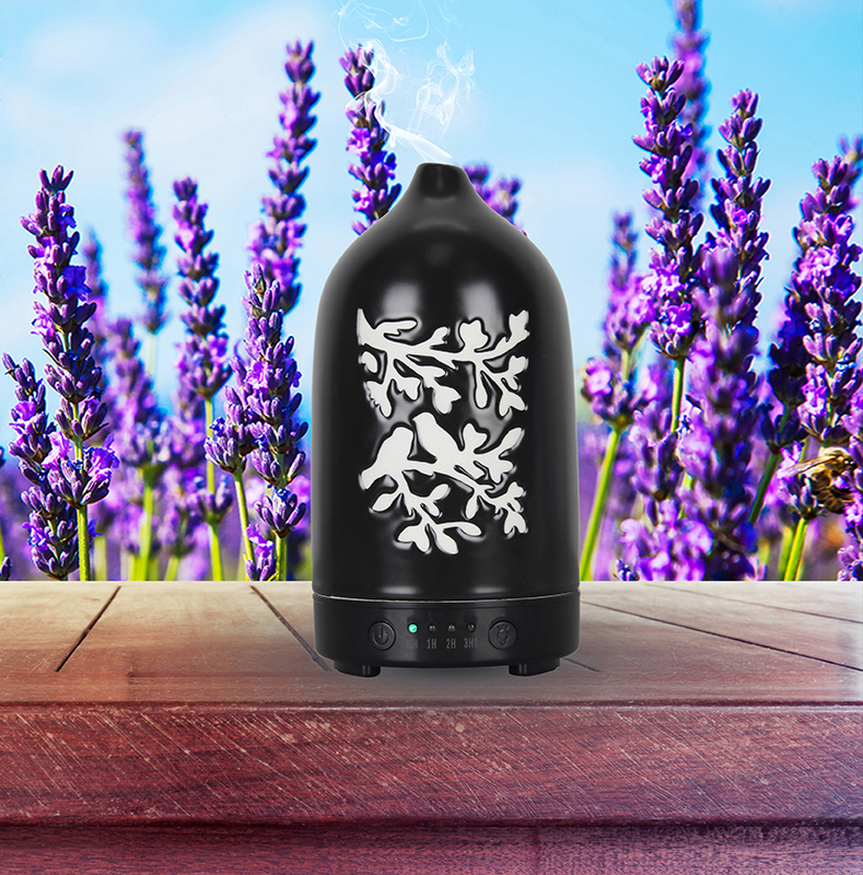 100ml Carving Design Ceramic Oil Diffusr Humidistat Control and EMC Certification Mist Maker Nebulizer Humidifier Sprayer