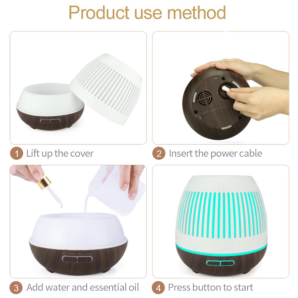 New 2019 Essential Oil Diffuser,Compatible  Home 400ml Dark Wood Grain Aroma Diffuser Air Humidifier