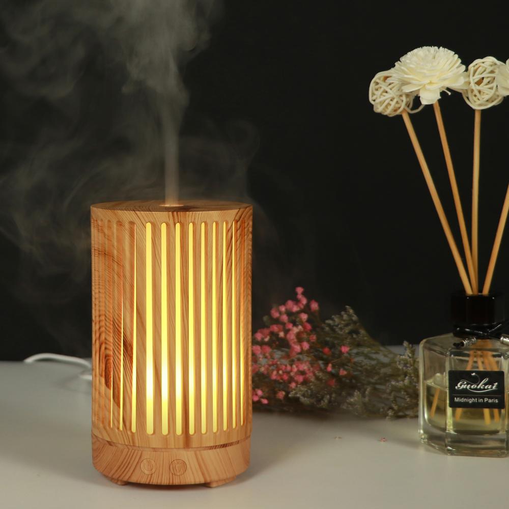 Upgraded Version 100ml Aromatherapy Essential Oil Diffuser, Portable Wood Grain Cool Mist Humidifier