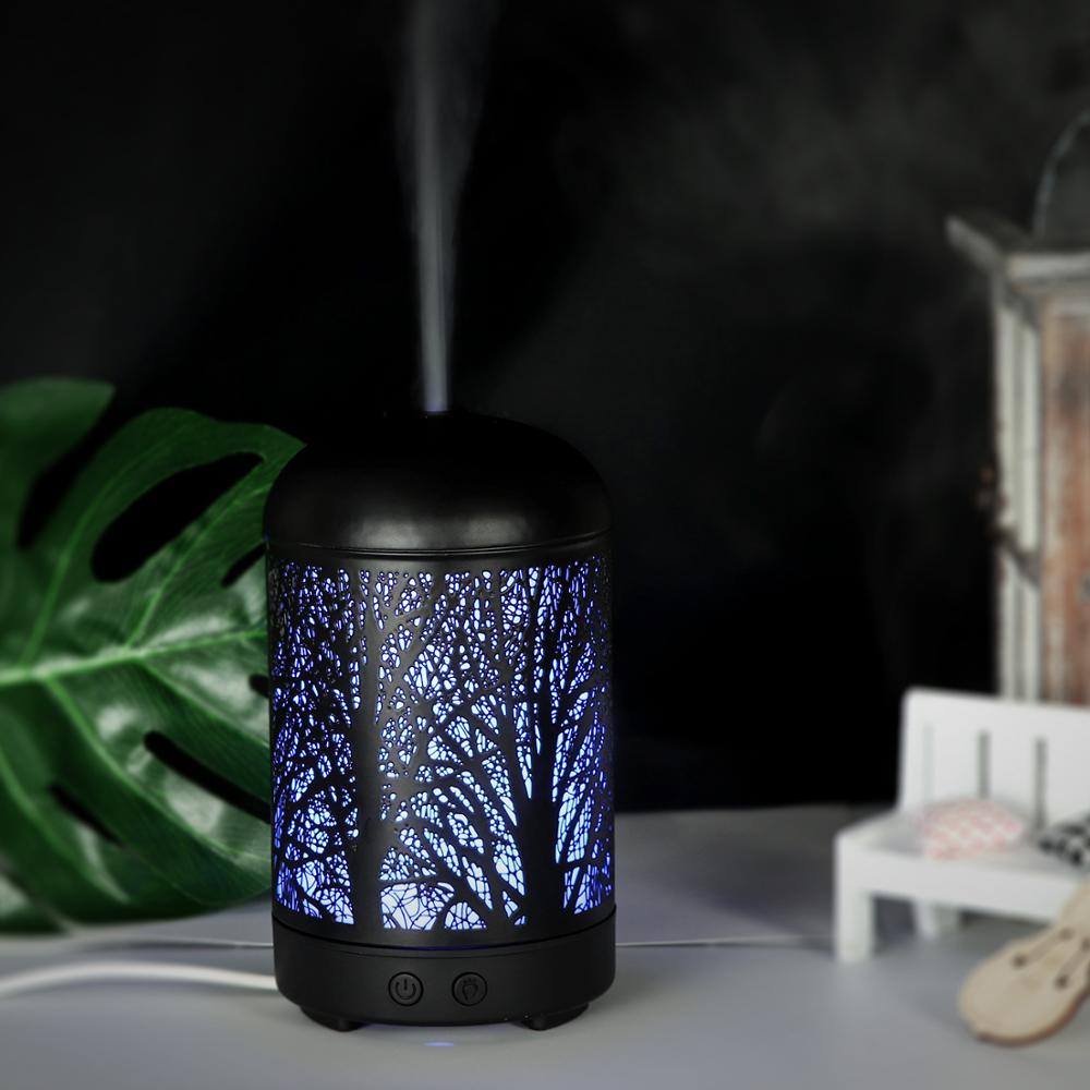 Metal  Aromatherapy Ultrasonic Aroma Diffuser, Iron Cool Mist Humidifier with Auto Shut Off, 7 LED Colors and Adjustable