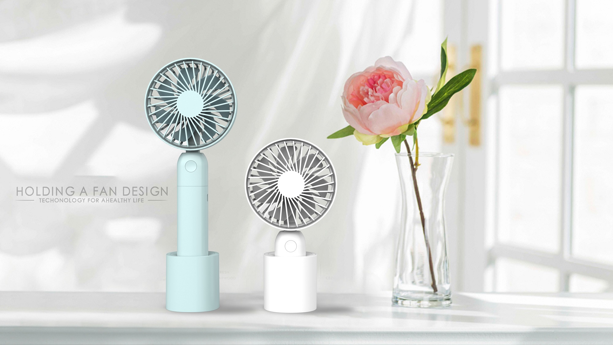 Handheld Mini Personal desk Fan 1200mAH Rechargeable USB Fan with 3 Speed Adjustable for Indoor and Outdoor