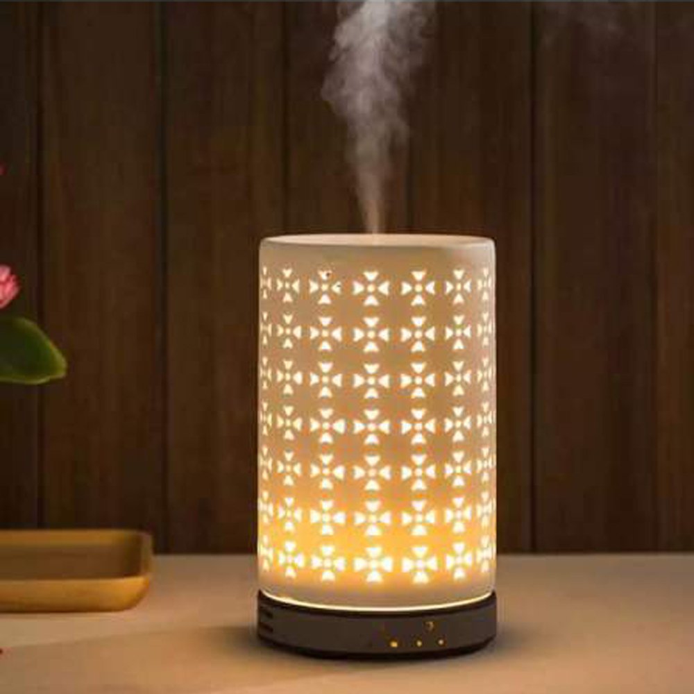 2019 Amazon Hot Cylindrical Hollow-out Aromatherapy Diffuser, Ceramic Decorative Essential Oil Diffuser