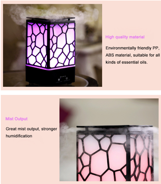 200ml  Night Light Aromatherapy Essential Oil Diffuser Water Cube Ultrasonic Aroma Diffuser