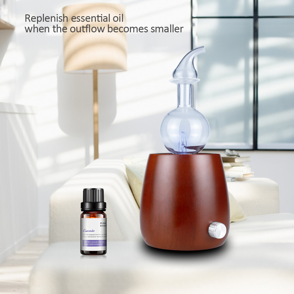 Pure Essential Oil Nebulizing Diffuser, Fragrance Aromatherapy Wood & Glass Diffuser, Air Freshsener