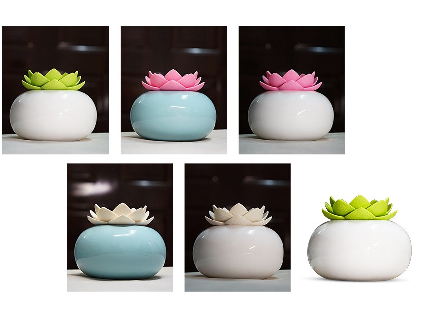 USB Ceramic Aroma Diffuser,Cool Mist Air Humidifier with Lotus flower Design Diffuser