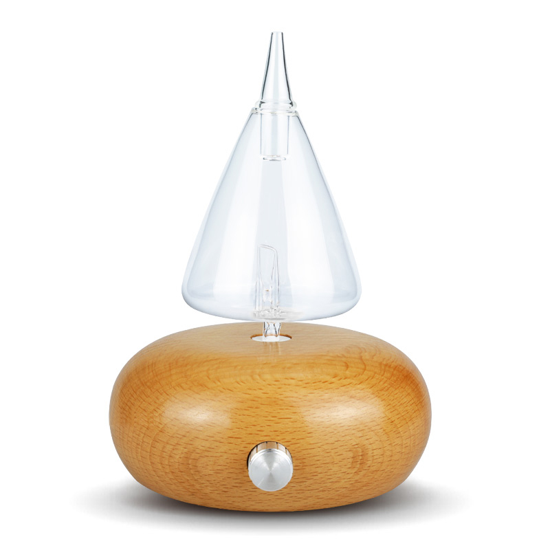 Essential Oil Nebulizing Diffuser Made from Wood and Glass for Aromatherapy