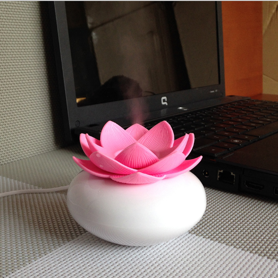 Mini USB Ceramic Essential Oil Diffuser, 200ml Cute Lotus Portable Humidifier