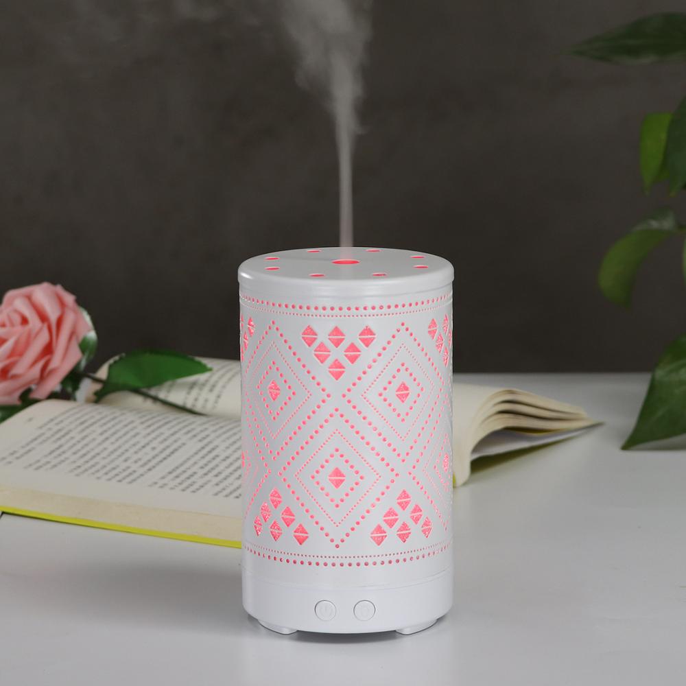 Metal Quiet Aromatherapy Humidifier,Ultrasonic Essential Oil Mist Diffuser With 7 Color Changing Lights BPA-Free