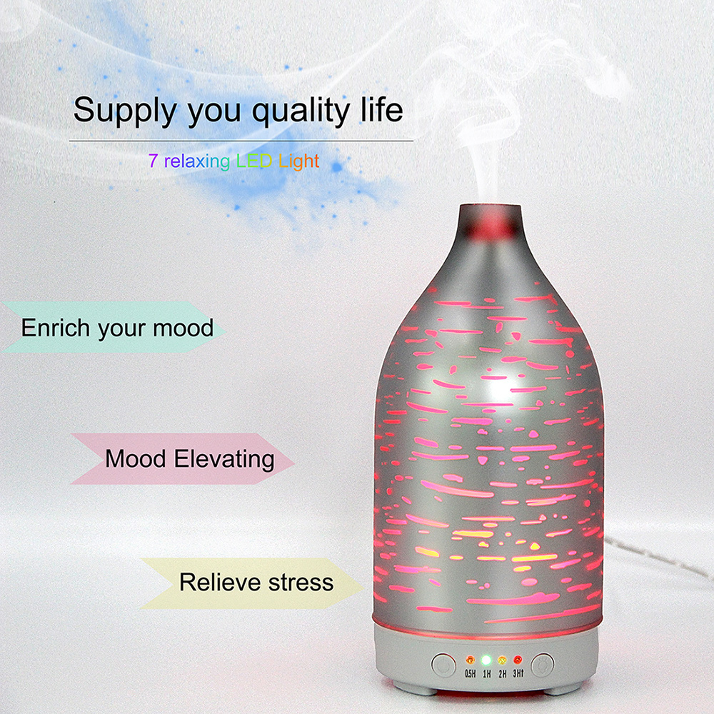 100ml 3D Glass Essential Oil Diffuser with Colorful LED Light, Best Business Promotion Gift