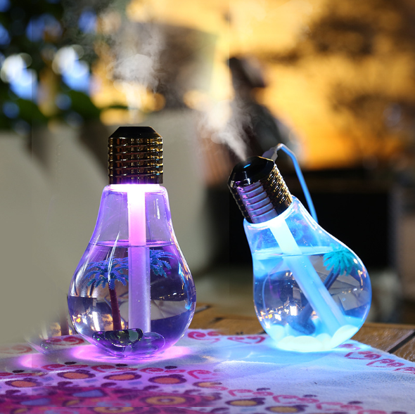 Russia Popular USB Bulb Humidifier with Colorful LED Light, 400ml Creative Car Purifier